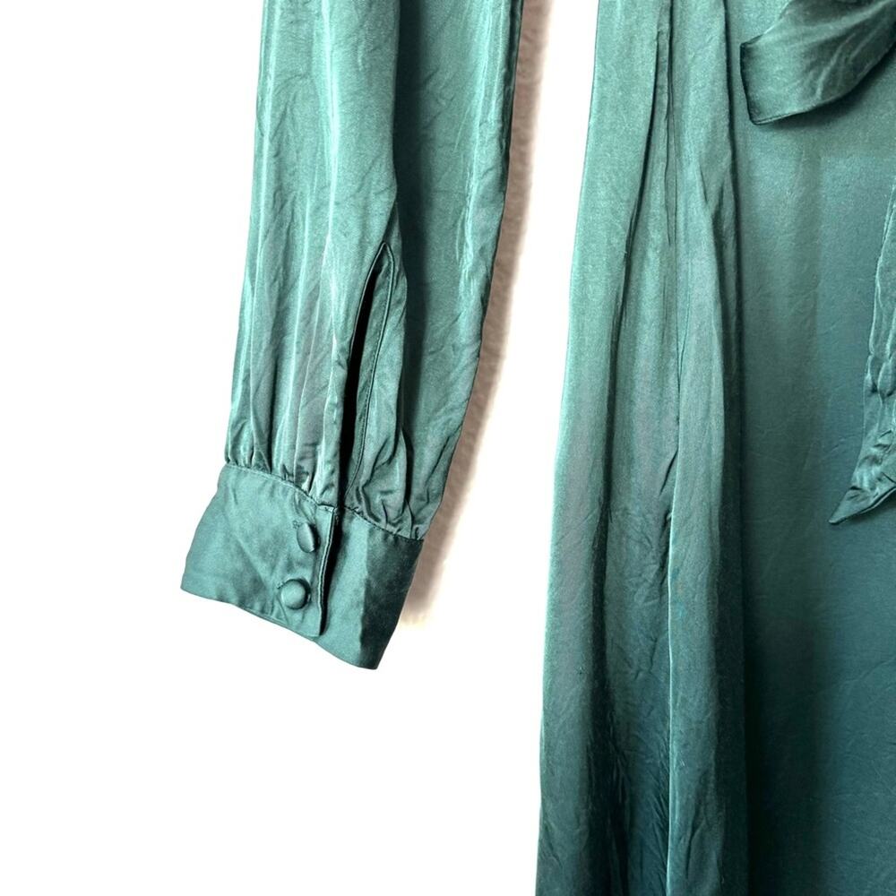 & Other Stories Dark Green Satin Midi Dress Size 6 - Picture 4 of 9